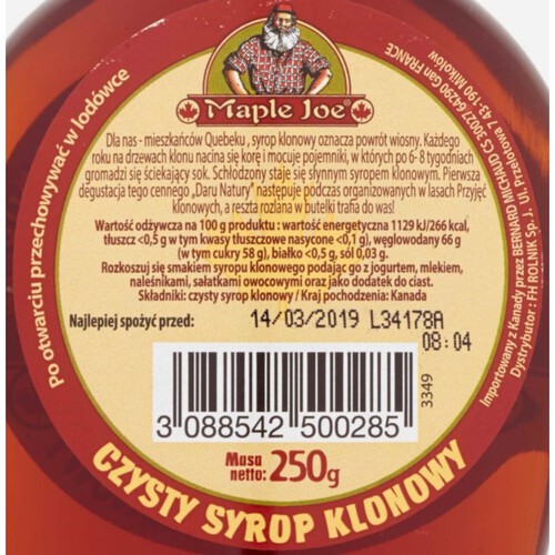 Czysty syrop klonowy Maple Joe 250 g