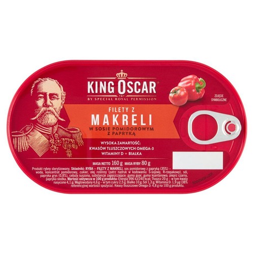 Filety z makreli w sosie pomidorowym z papryką King Oscar 160 g