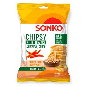 Chipsy z ciecierzycy o smaku słodkiego chili   Sonko 60 g