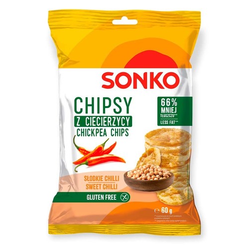 Chipsy z ciecierzycy o smaku słodkiego chili   Sonko 60 g