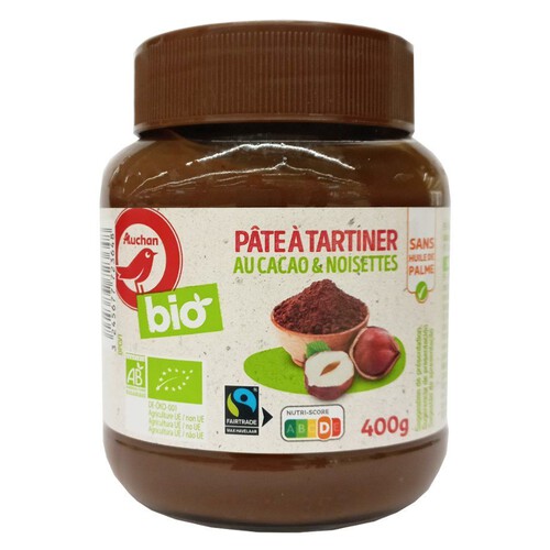 BIO Krem do smarowania z orzechów laskowych i kakao Auchan 400 g