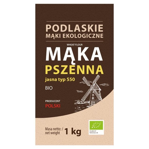 BIO Mąka pszenna jasna typ 550    Podlaskie Mąki Ekologiczne 1 kg