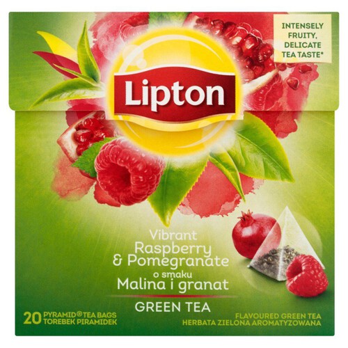 Herbata zielona aromatyzowana o smaku: malina i granat Lipton 20 torebek