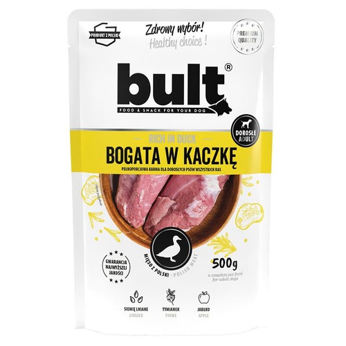 Karma mokra dla psów bogata w kaczkę   Bult 500 g