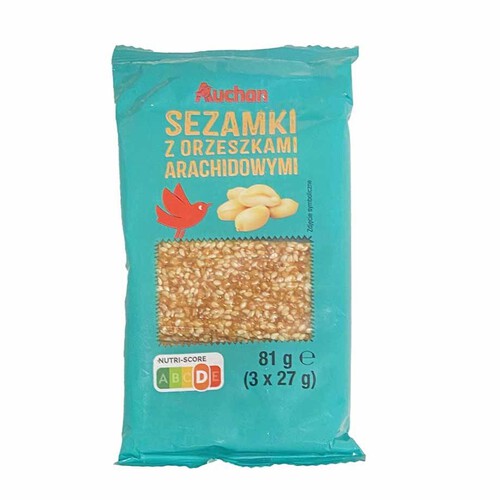 Sezamki z orzechami archaidowymi Auchan 3 x 27 g