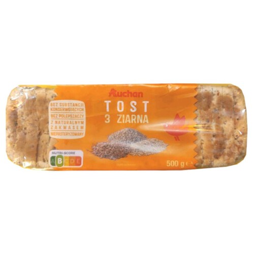 Chleb tostowy pszenny trzy ziarna Auchan 500 g