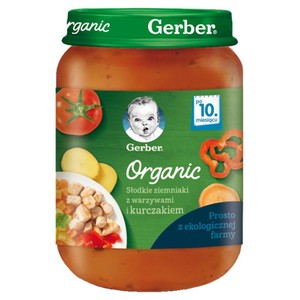BIO Słodkie ziemniaki z warzywami i kurczakiem po 10 miesiącu Gerber 190 g