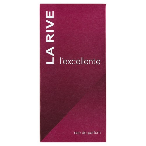 Bordowe opakowanie wody perfumowanej LA RIVE l'excellente z białymi napisami.