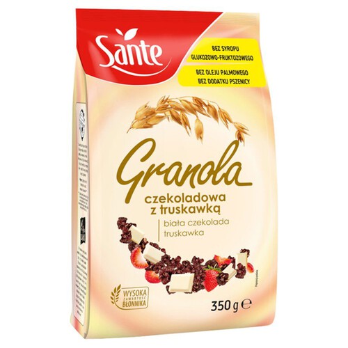 Granola z białą czekoladą i truskawkami liofilizowanymi Sante 350 g