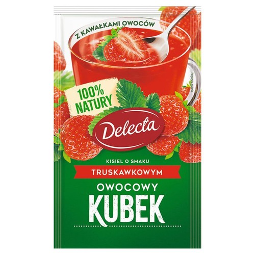 Owocowy kubek kisiel o smaku truskawkowym   Delecta 30 g