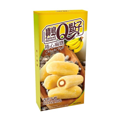 Ciasteczka ryżowe o smaku banana Mochi Roll   Q Brand 150 g