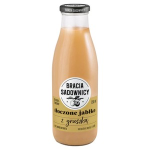 Sok jabłkowo-gruszkowy, tłoczony z całych owoców. Wzbogacony w witaminę C. Pasteryzowany. Nie z koncentratu.  Bracia Sadownicy 750 ml