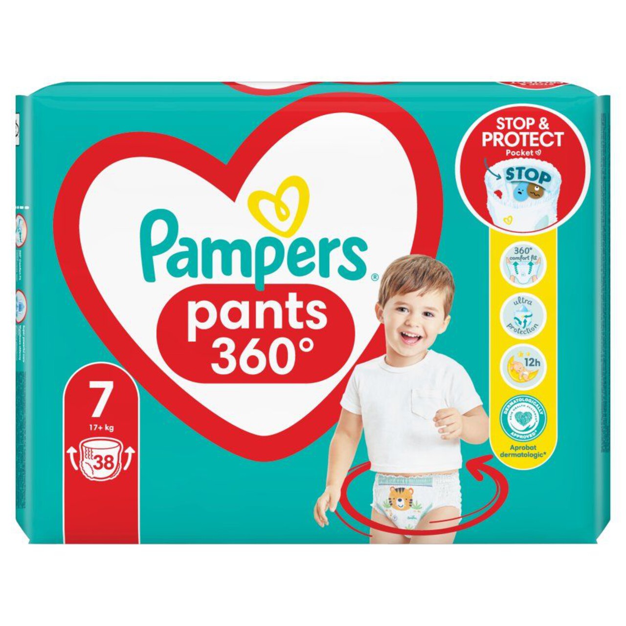 Pieluchomajtki 7 17 kg + Pampers 38 sztuk