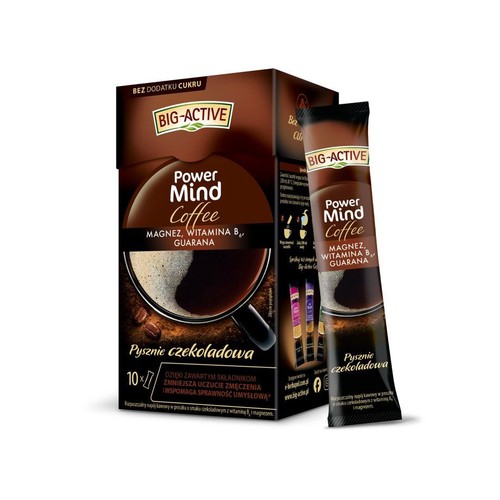 Napój kawowy Power Mind o smaku czekoladowym z witaminą B6, i magnezem Big-Active 10 x 10 g