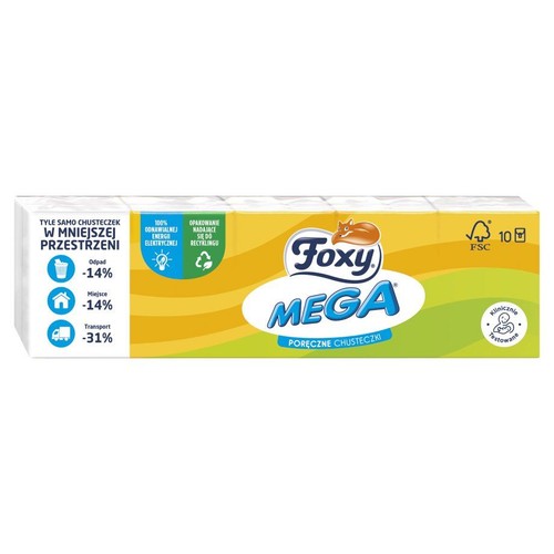 Chusteczki higieniczne mega poręczne Foxy 10 sztuk