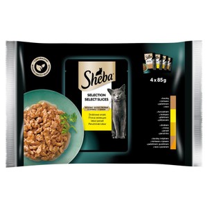 Karma mokra dla kotów Selection w sosie Drobiowe smaki Sheba 4 x 85 g