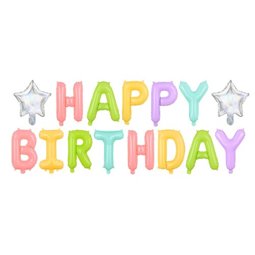 Balon foliowy Happy Birthday 39,5 x 35cm (1 op. / 1 szt.) PartyDeco 1 sztuka