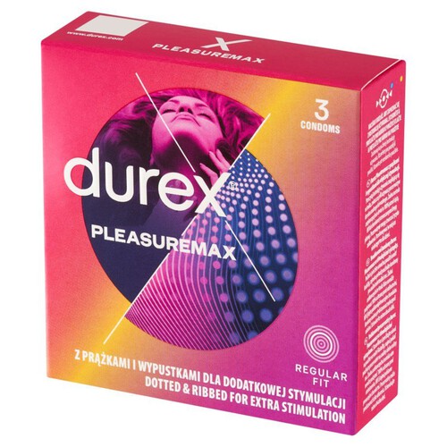 Prezerwatwy Pleasuremax z wypustkami i prążkami Durex 3 sztuki