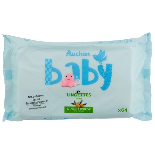 Chusteczki nawilżane z oliwką Auchan baby 64 sztuki