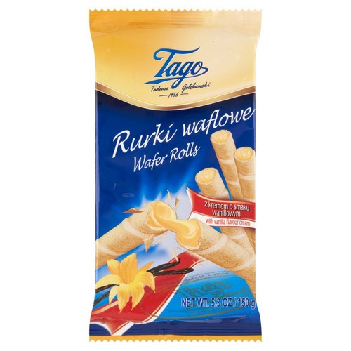 Rurka waflowa z kremem o smaku waniliowym Tago 150 g