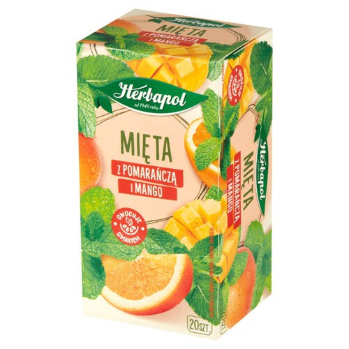 Mięta z pomarańczą i mango herbata ziołowo owocowa   Herbapol 20 torebek