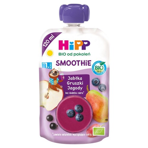 BIO Mus jabłka, gruszki, jagody HiPP 120 g
