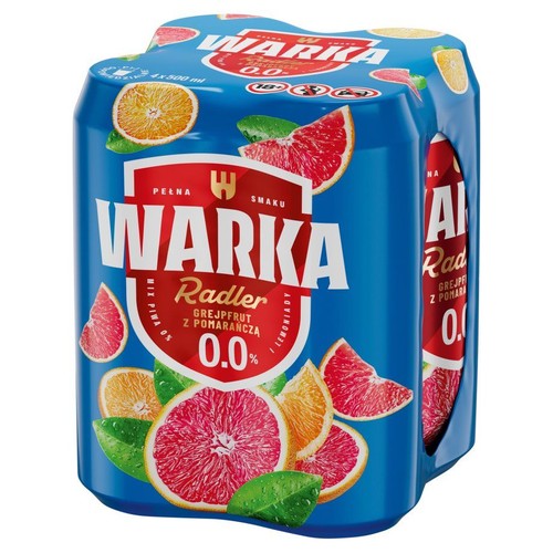 Bezalkoholowy napój piwny owocowy o smaku grejpfruta i pomarańczy alk. 0,0% obj. Warka 4 x 500 ml