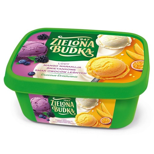 Lody mango marakuja śmietankowe smak owoców leśnych Zielona Budka 1 l
