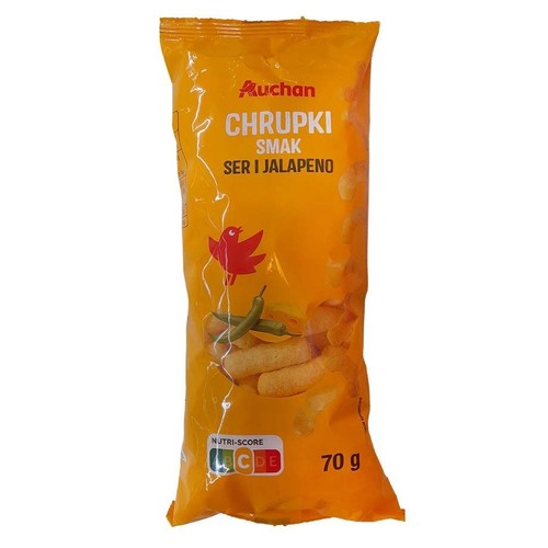 Chrupki kukurydziane o smaku sera i jalapeno Auchan 70 g