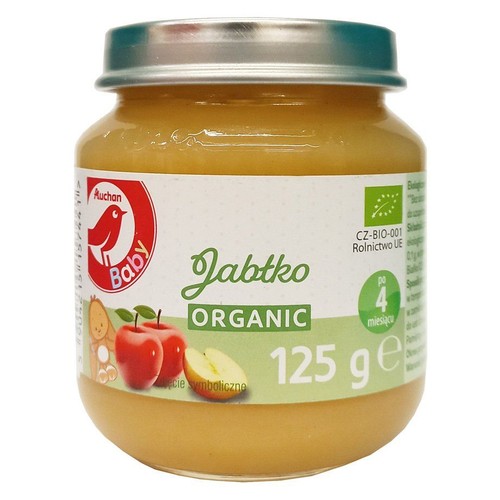 BIO Przecier jabłkowy po 4 miesiącu   Auchan Baby 125 g