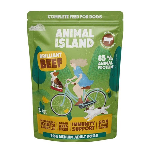Karma sucha dla psów z wołowiną  Animal Island 1 kg