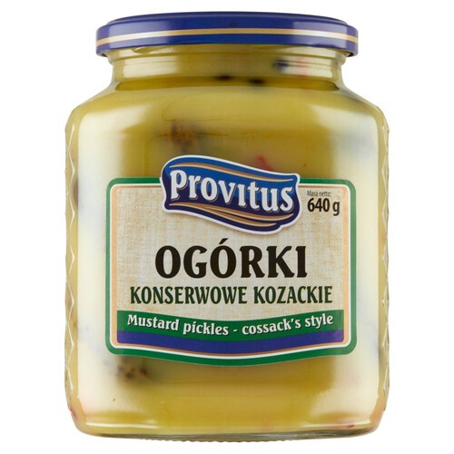 Ogórki konserwowe Kozackie - ogórki w zalewie musztardowej Provitus 720 ml