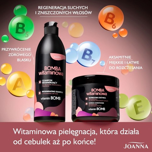 Ekspresowa Maska regenerująca do włosów zniszczonych Vitamin BOMB Joanna 500 g
