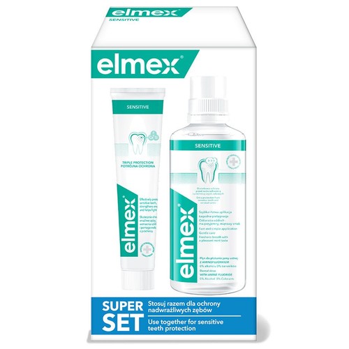 Zestaw Sensitive - Płyn do płukania 400ml + Pasta do zębów 75ml Elmex zestaw
