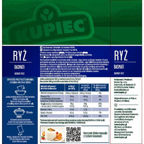 Ryż basmati Kupiec 3 x 100 g