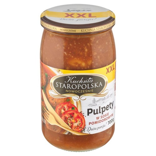 Kuchnia Staropolska Nowocześnie, Pulpety w sosie pomidorowym, 700g. Produkt w szklanym słoiku.