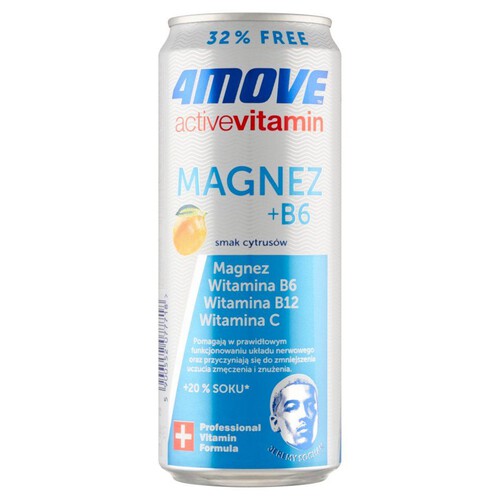 Active Vitamin gazowany napój o smaku grejpfruta i limonki  4Move 330 ml