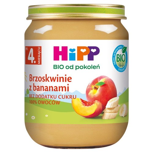 BIO Brzoskwinie z bananami po 4 miesiącu HiPP 125 g
