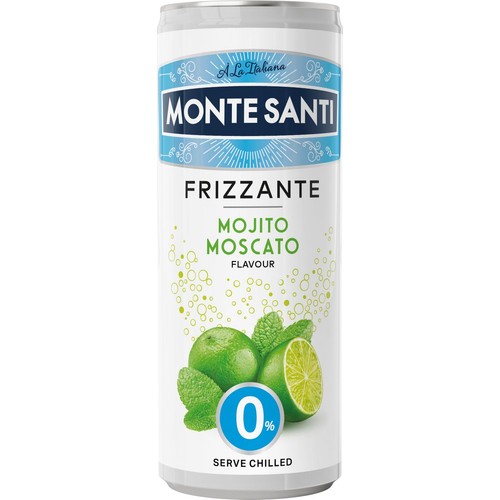 Wino białe bezalkoholowe Mojito Moscato alk. 0% obj. Monte Santi 330 ml