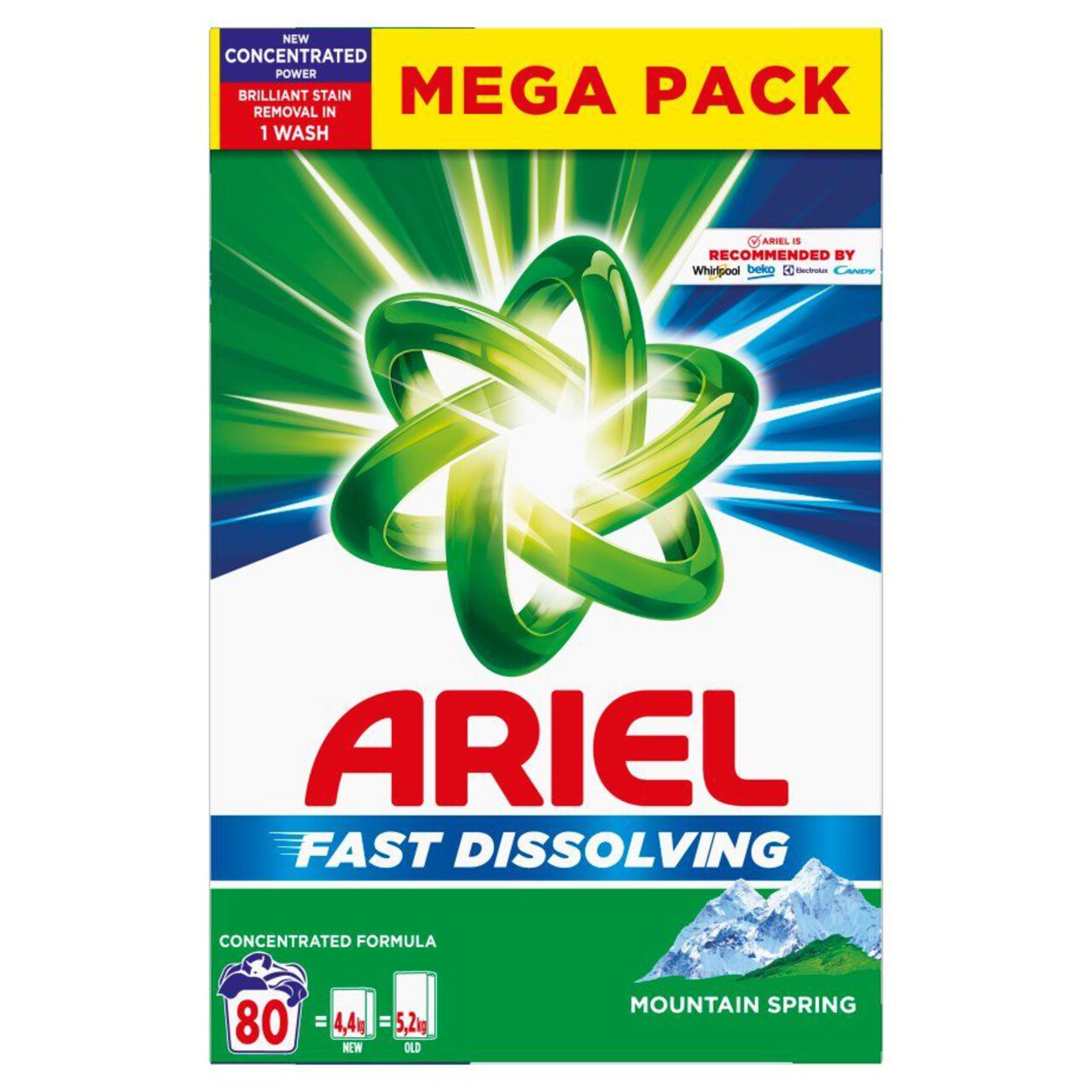 Proszek do prania Mountain Spring Mega Pack 80 prań Ariel 4,4 kg