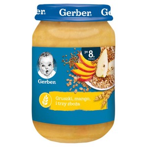 Gruszki, mango i trzy zboża po 8 miesiącu Gerber 190 g
