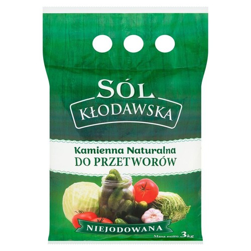 Sól Kłodawska kamienna naturalna, niejodowana, przeznaczona do przetworów. Opakowanie 3 kg.