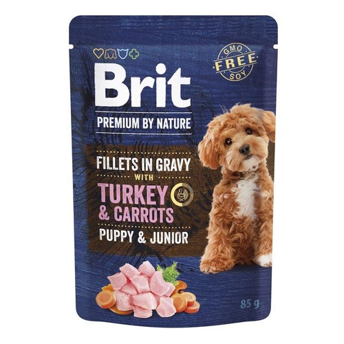 Karma mokra dla psów z indykiem i marchewką Brit 85 g