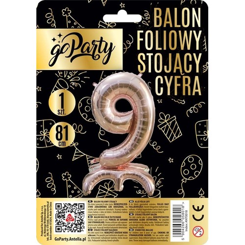 Balon foliowy stojący cyfra 9  GoParty 1 sztuka