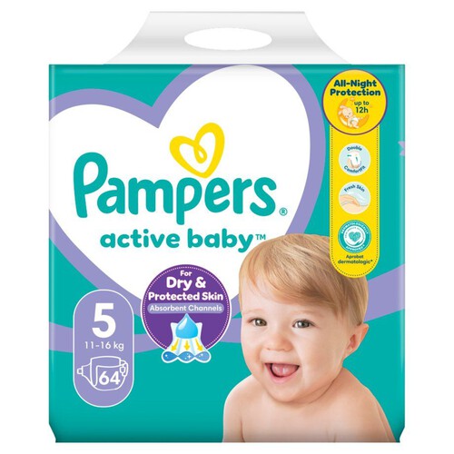 Pieluszki Active Baby 5 11-15 kg Pampers 64 sztuki