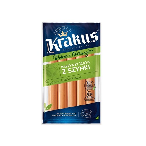 Parówki z szynki 100% Krakus 185 g