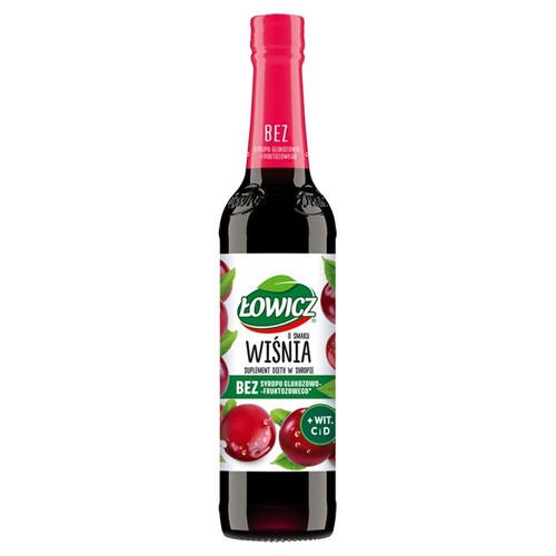 Syrop o smaku wiśniowym z witaminami C i D Łowicz 400 ml