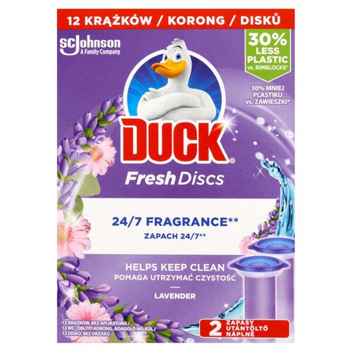 Podwójny zapas krążka żelowego do toalety o zapachu lawendowym Duck 2 x 36 ml