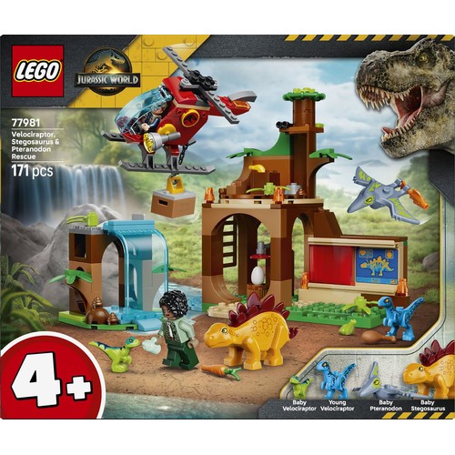 Jurassic World Welociraptor, stegozaur i pteranodon – Centrum ratunkowe 77981 LEGO 1 sztuka