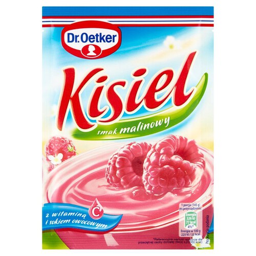 Kisiel malinowy z dodatkiem witaminy C oraz soku owocowego Dr. Oetker 38 g